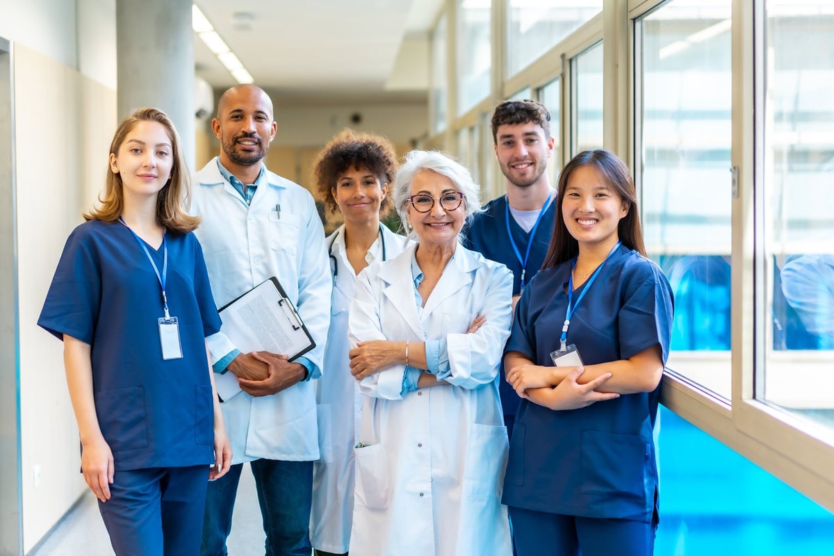 Multi-ethnic medical team collaboration