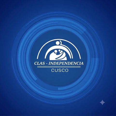 CLAS-INDEPENDENCIA Cusco logo with figure icon on blue concentric circle background